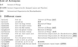 list of acronyms latex thesis